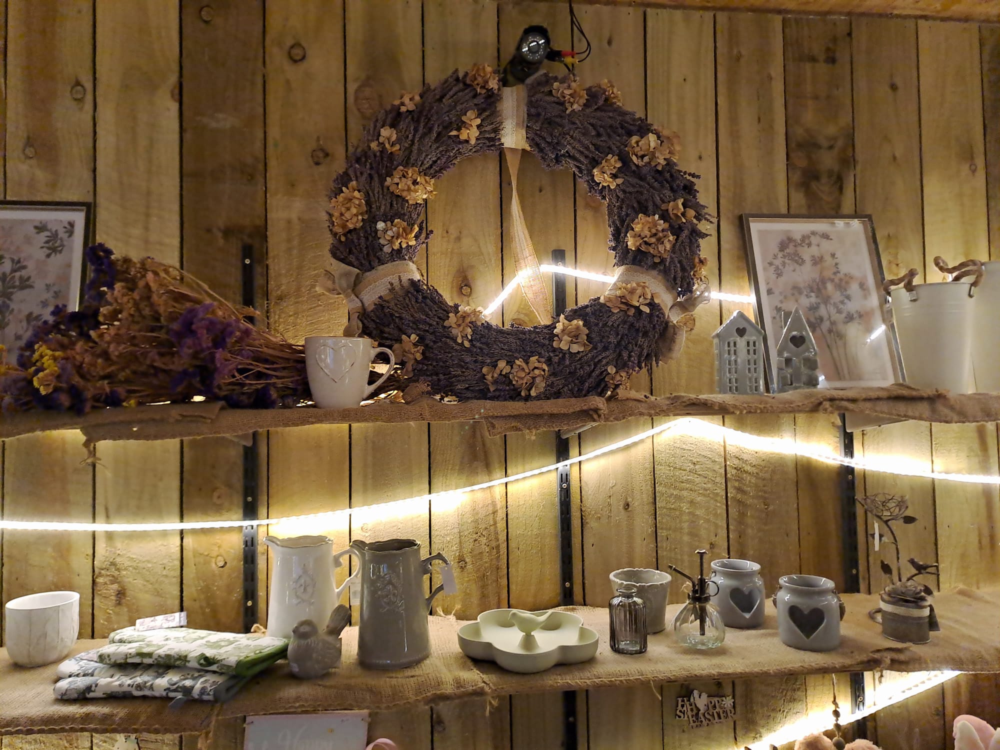 Rustic gift shop items for sale.